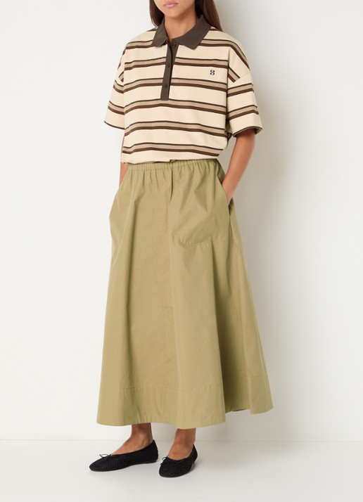 Sofie Schnoor Juneau A-lijn maxi rok - voorkant 4 khaki
