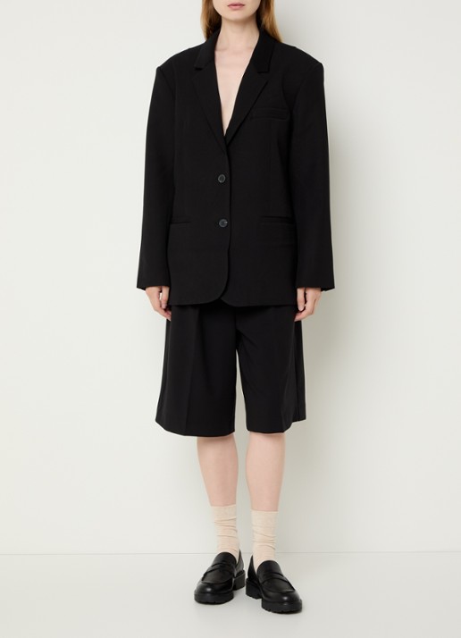 Sofie Schnoor Kais oversized blazer met schoudervulling - voorkant 3 zwart