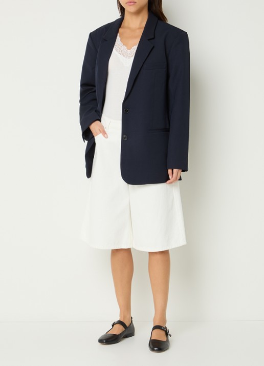Sofie Schnoor Kais oversized blazer met schoudervulling - voorkant 4 donkerblauw