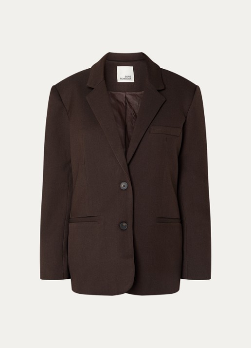 Sofie Schnoor Kais oversized blazer met schoudervulling - voorkant 2 donkerbruin