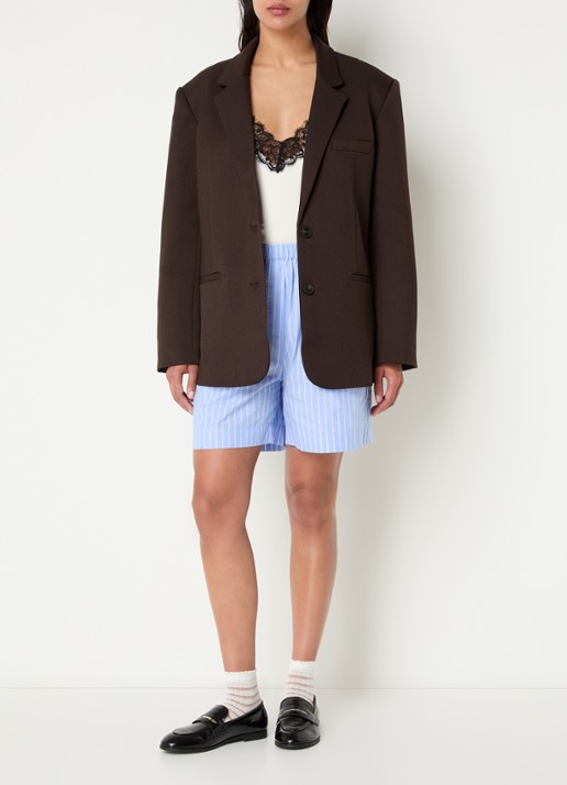 Sofie Schnoor Kais oversized blazer met schoudervulling - voorkant 3 donkerbruin