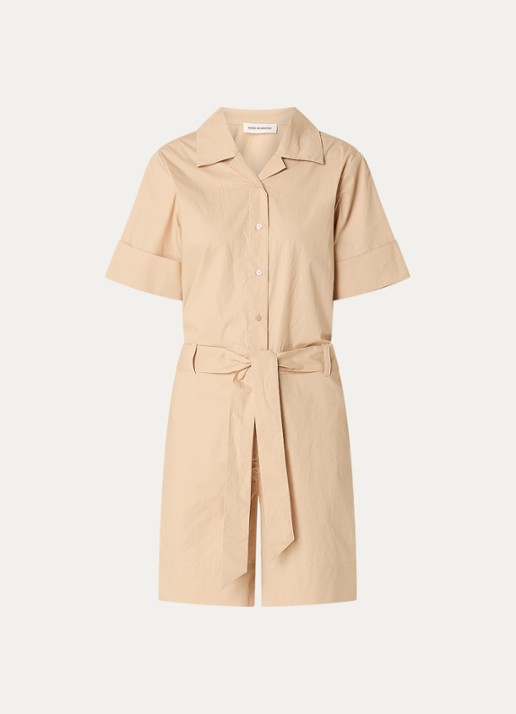 Sofie Schnoor Koasw straight fit playsuit met strikceintuur - voorkant 2 beige