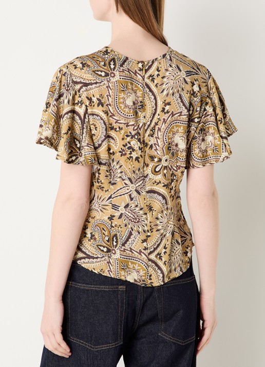 Sofie Schnoor Leelasw top met print en plooidetail - achterkant bruin