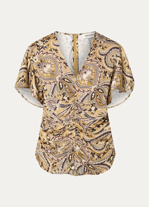 Sofie Schnoor Leelasw top met print en plooidetail - voorkant 2 bruin