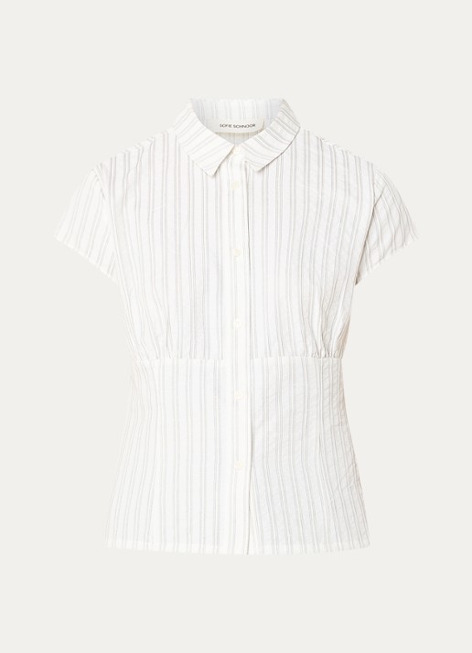 Sofie Schnoor Lilyansw blouse met streepprint en plooidetail - voorkant 2 wit