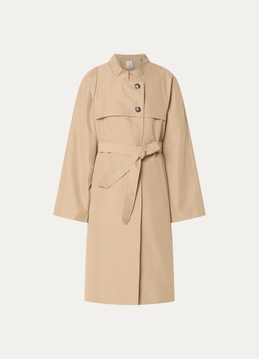 Sofie Schnoor Lizzy a-lijn trenchcoat met steekzakken met ceintuur - voorkant 3 camel