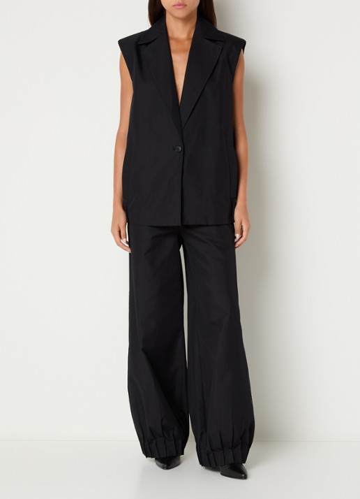 Sofie Schnoor Louanasw high waist balloon fit pantalon met plooidetail - voorkant 4 zwart