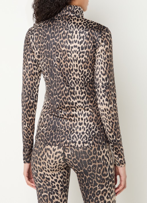 Sofie Schnoor Mallory longsleeve met halve rits en panterprint - achterkant 4 donkerbeige