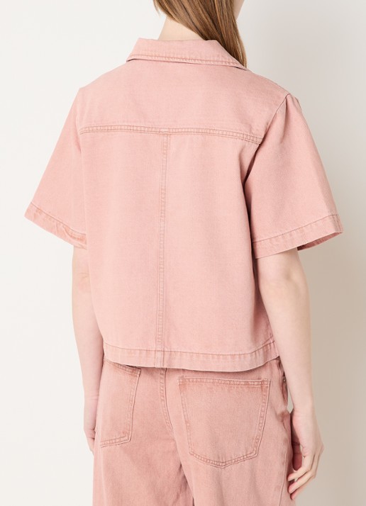 Sofie Schnoor Manja blouse van denim met opgestikte zakken - achterkant 4 roze