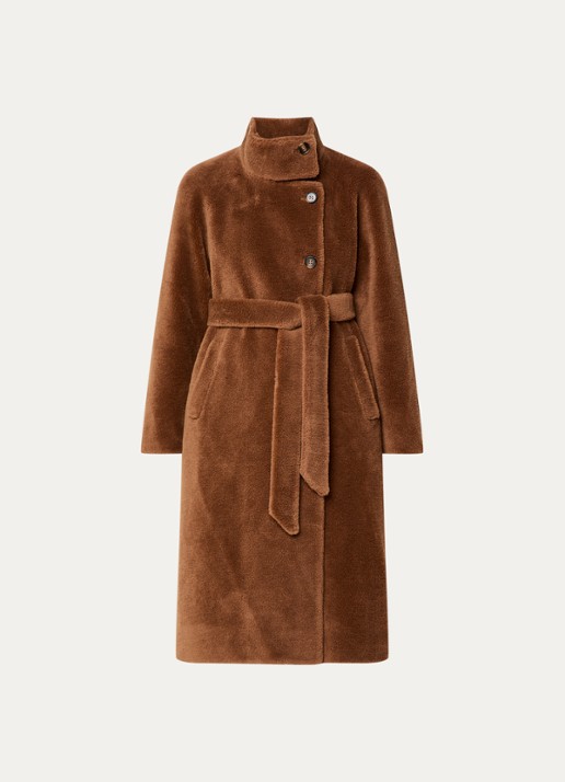 Sofie Schnoor Margit mantel van wol met asymmetrisch detail - voorkant 3 bruin