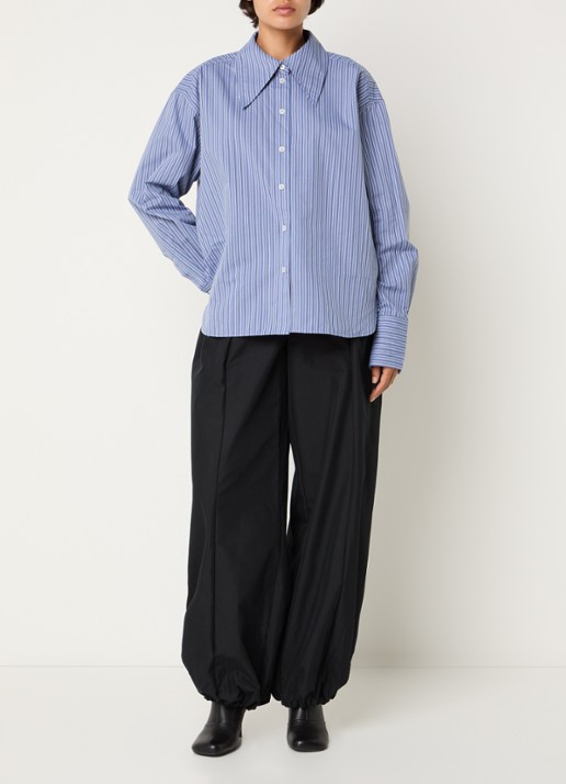 Sofie Schnoor Mashasw blouse met streepprint - voorkant 4 staalblauw