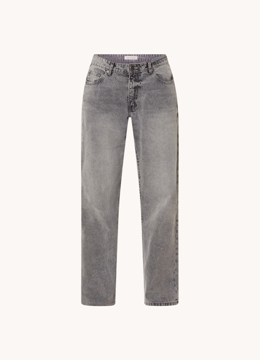 Sofie Schnoor Melika mid waist straight leg jeans met steekzakken - voorkant 4 grijs