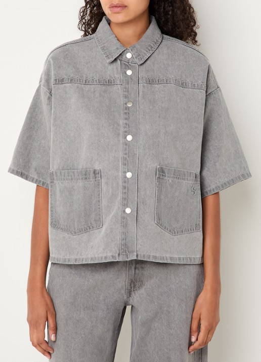 Sofie Schnoor Melissa blouse van denim met opgestikte zakken