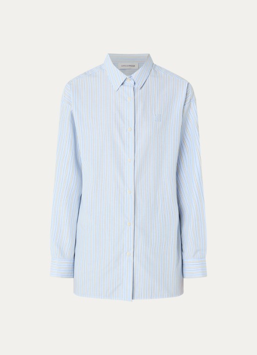 Sofie Schnoor Mercy oversized blouse met streepprint - voorkant 3 lichtblauw