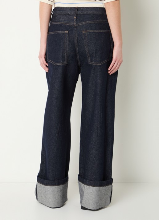 Sofie Schnoor Misha high waist wide leg jeans met donkere wassing - achterkant indigo