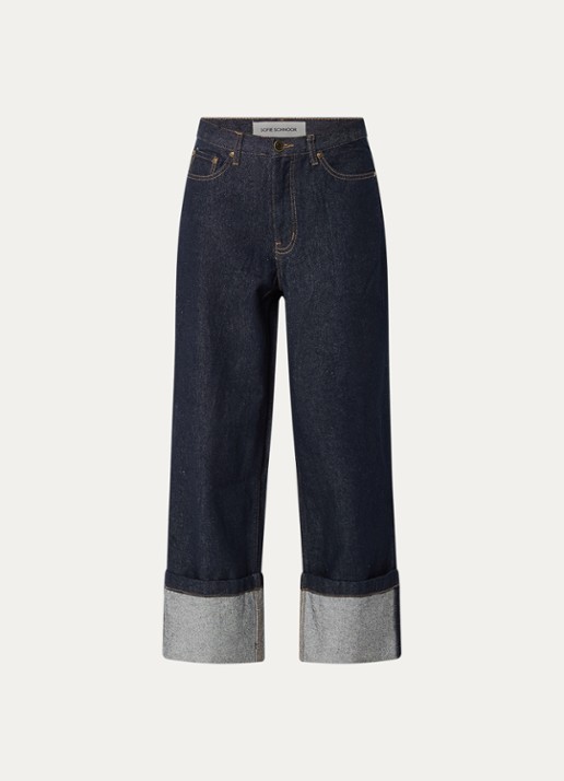Sofie Schnoor Misha high waist wide leg jeans met donkere wassing - voorkant 2 indigo