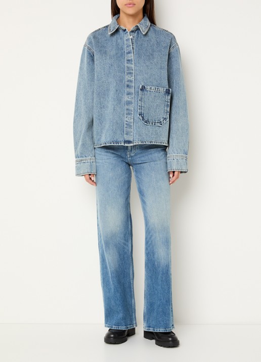 Sofie Schnoor Nashsw blouse van denim met backprint - voorkant 2 indigo