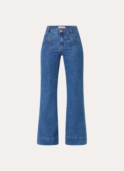 Sofie Schnoor Noelle high waist flared jeans met medium wassing - voorkant 2 indigo