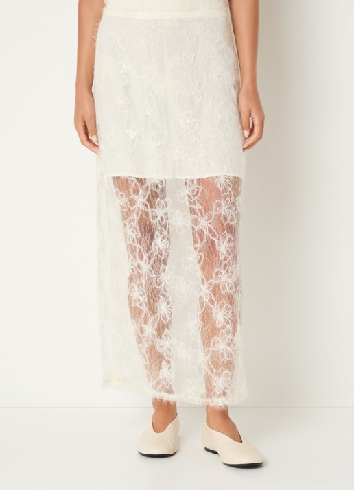 Sofie Schnoor Otaliasw semi-transparante maxi rok van mesh met pailletten en borduring