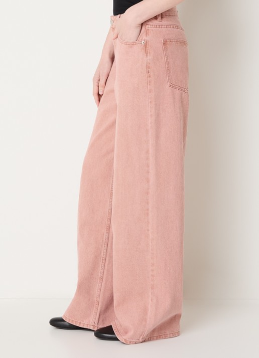 Sofie Schnoor Ozzi high waist wide leg jeans met gekleurde wassing - detail 5 roze