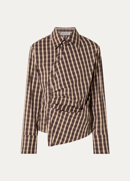 Sofie Schnoor Paige oversized blouse met ruitdessin - voorkant bruin