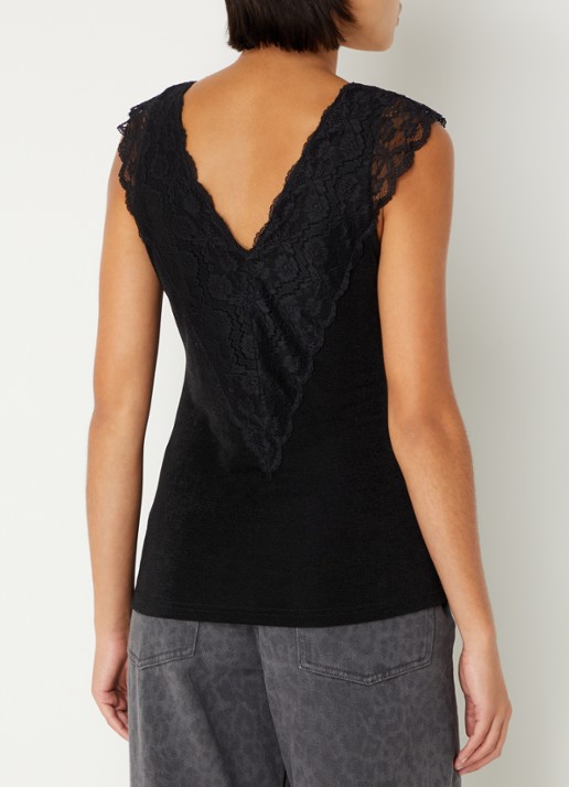 Sofie Schnoor Pansy top van kant met V-hals - achterkant 4 zwart