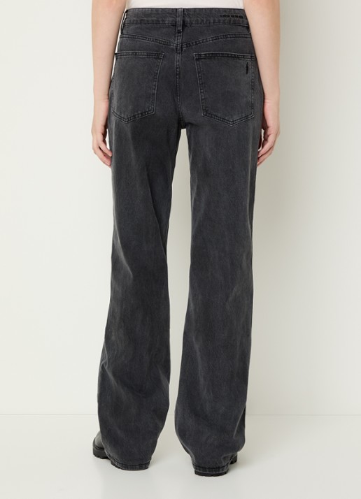 Sofie Schnoor Paris high waist loose fit jeans met steekzakken - achterkant donkergrijs