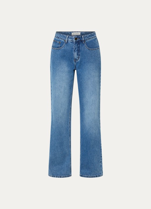 Sofie Schnoor Paris high waist loose fit jeans met steekzakken - voorkant 3 indigo