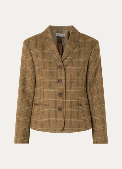 Sofie Schnoor Poppy blazer met ruitdessin en steekzakken - voorkant bruin