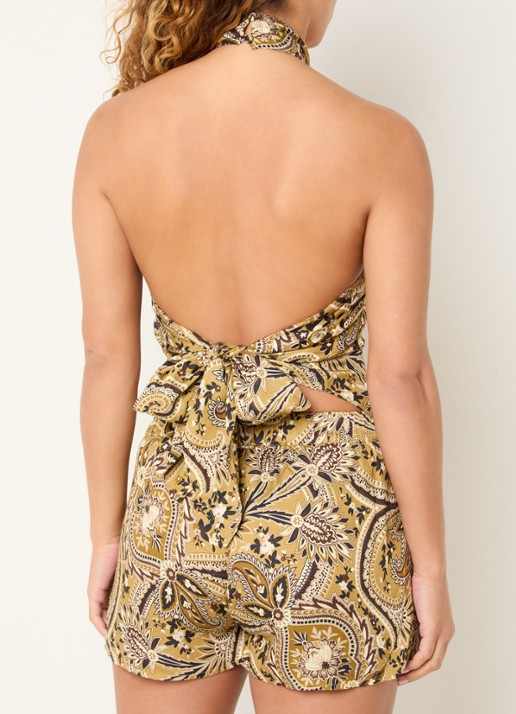 Sofie Schnoor Raesw haltertop met paisley dessin - achterkant 3 okergeel