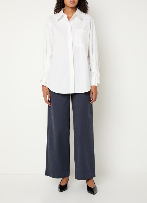 Sofie Schnoor Reine mid waist wide fit chino  - voorkant 2 donkerblauw