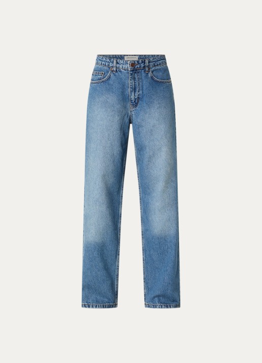 Sofie Schnoor Rios mid waist straight leg jeans met steekzakken - voorkant indigo