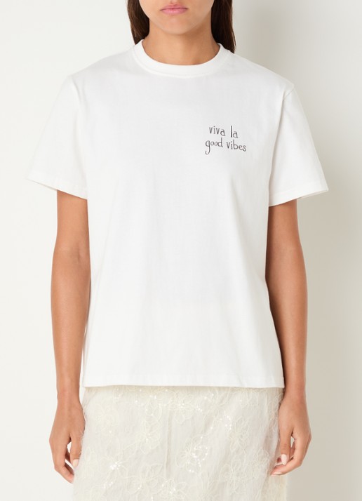 Sofie Schnoor Riversw T-shirt met front- en backprint - achterkant gebroken wit