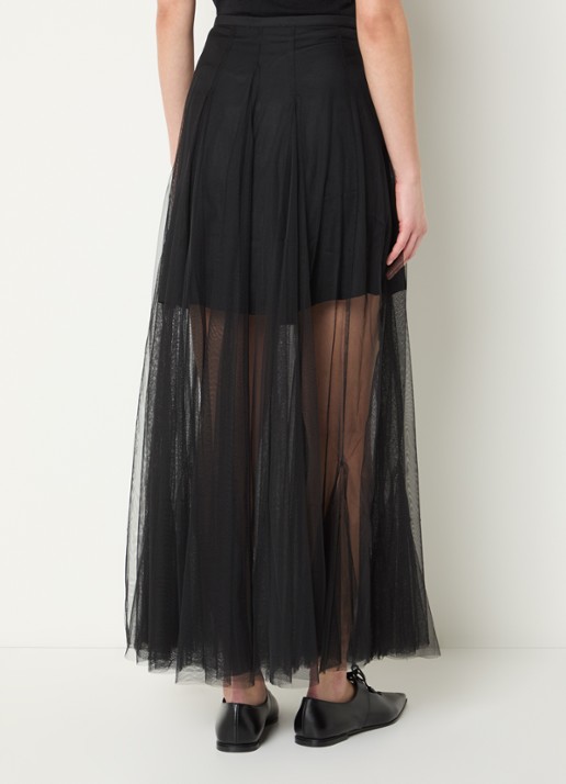 Sofie Schnoor Roasly semi-transparante maxi rok van mesh - achterkant zwart