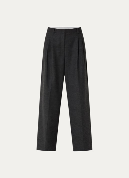 Sofie Schnoor Rosalinda high waist wide fit pantalon met steekzakken - voorkant 2 donkergrijs