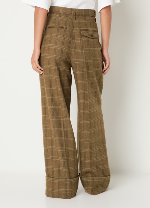 Sofie Schnoor Rosana high waist wide fit pantalon met steekzakken - achterkant 2 bruin