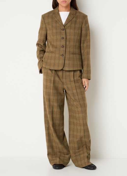Sofie Schnoor Rosana high waist wide fit pantalon met steekzakken - voorkant 4 bruin
