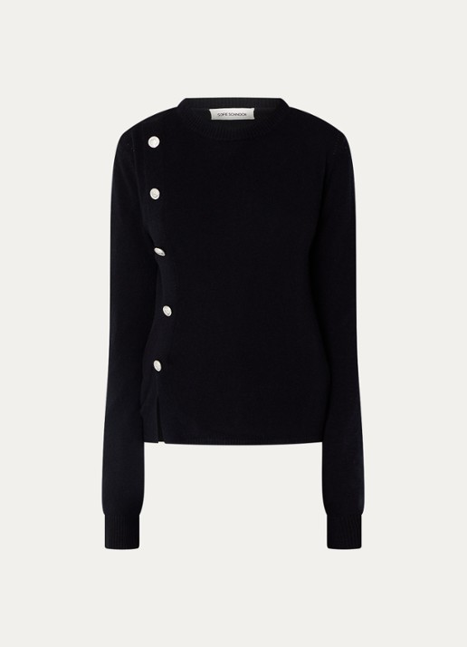 Sofie Schnoor Sai fijngebreide pullover met sierknopen - voorkant zwart