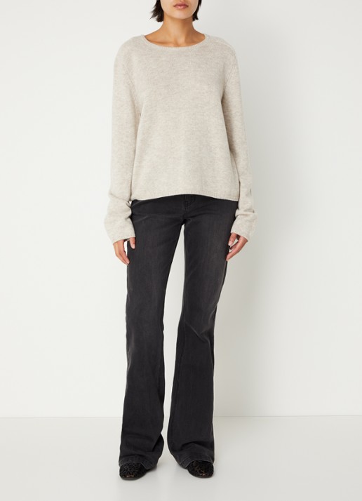 Sofie Schnoor Saya fijngebreide pullover met gemêleerd dessin - voorkant 2 beige