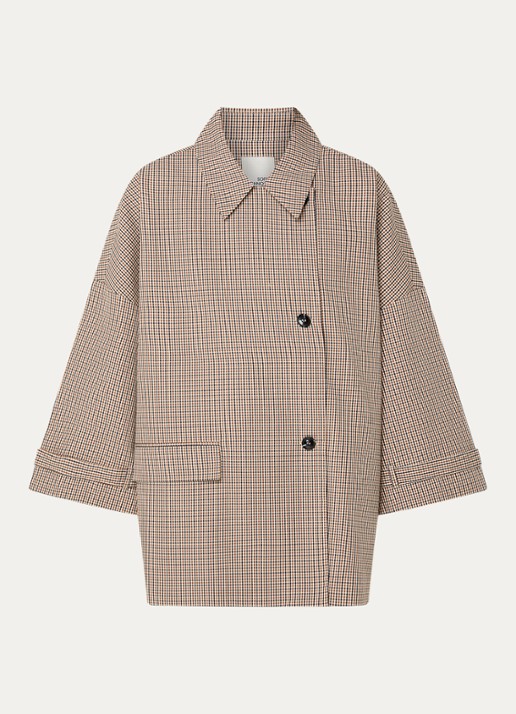 Sofie Schnoor Selina trenchcoat met ruitdessin - voorkant bruin