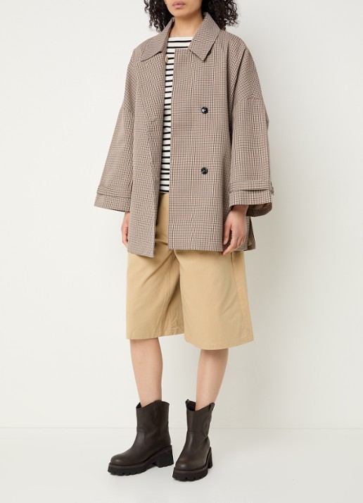 Sofie Schnoor Selina trenchcoat met ruitdessin - voorkant 2 bruin