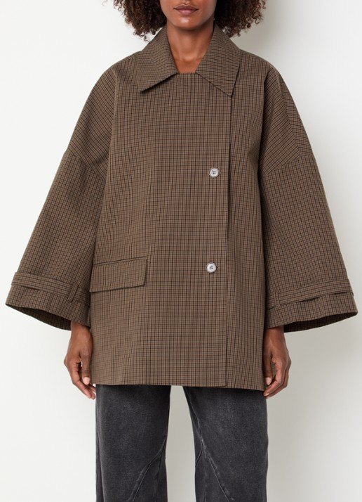 Sofie Schnoor Selinasw A-lijn trenchcoat met ruitdessin en klepzak