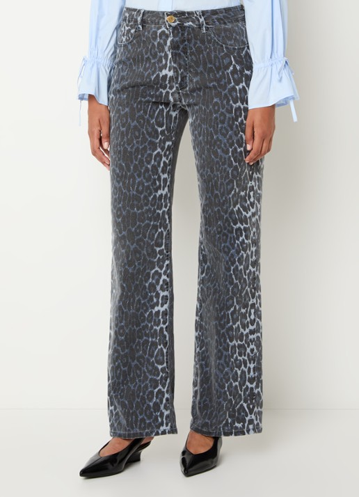 Sofie Schnoor Sienna mid waist loose fit jeans met panterprint