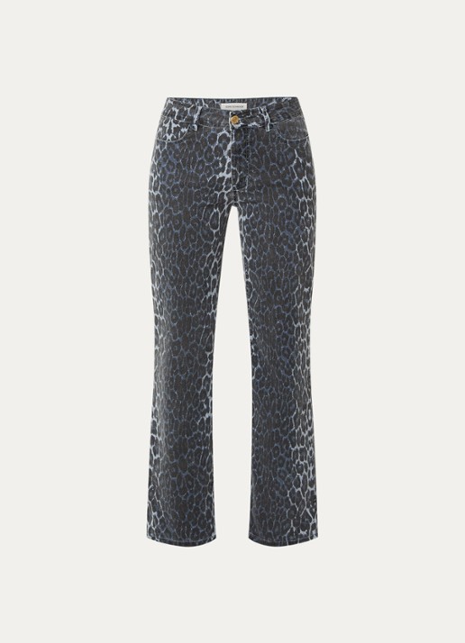 Sofie Schnoor Sienna mid waist loose fit jeans met panterprint - voorkant 3 donkerblauw