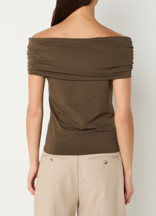 Sofie Schnoor Sinka off-shoulder top met stretch - achterkant bronsgroen
