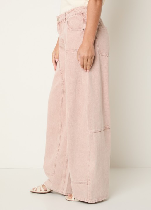 Sofie Schnoor Sonjasw mid waist baloon fit jeans met gekleurde wassing - detail 2 oudroze