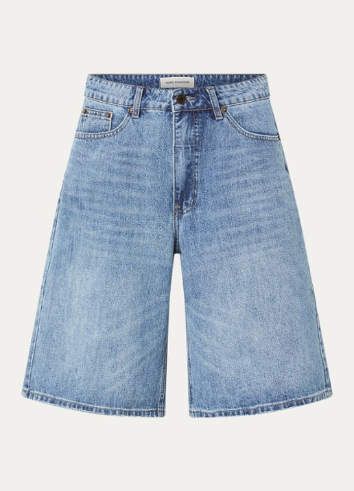Sofie Schnoor Stokesw  mid waist wide leg jort met steekzakken - voorkant 3 blauw