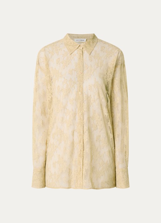Sofie Schnoor Sylvine semi-transparante oversized blouse - voorkant beige