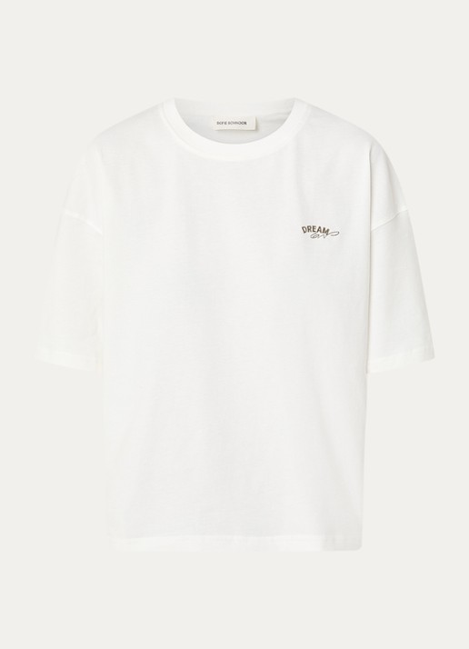 Sofie Schnoor T-shirt met logo- en backprint - voorkant 2 gebroken wit