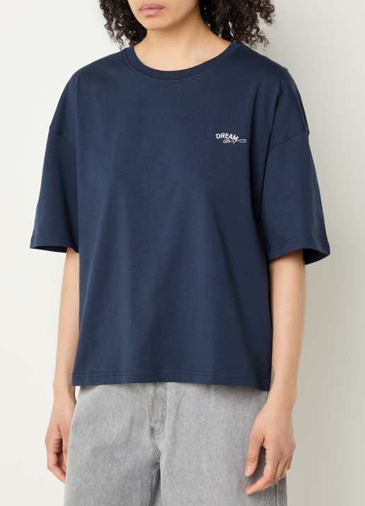 Sofie Schnoor T-shirt met logo- en backprint - achterkant 3 donkerblauw